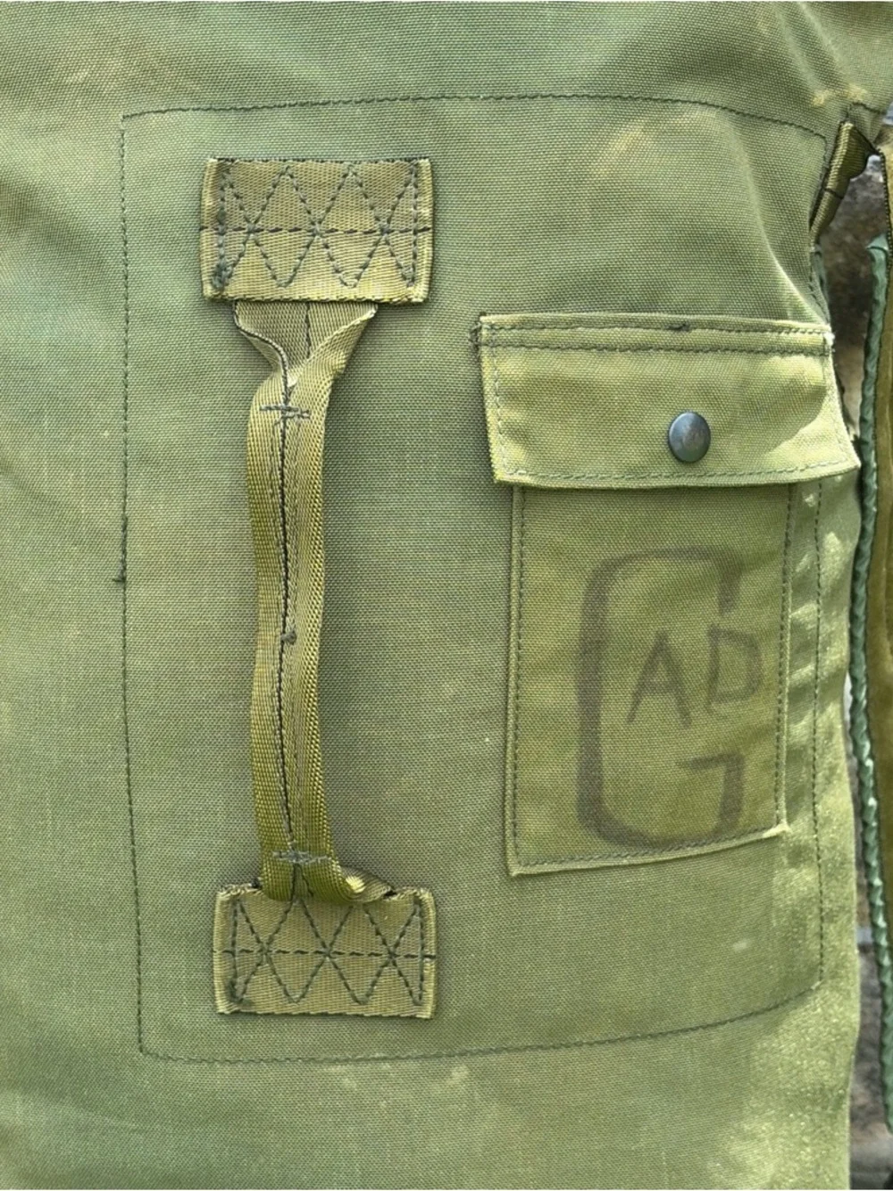 Vintage US Army Duffle Bag Faded Green Distress Military USA